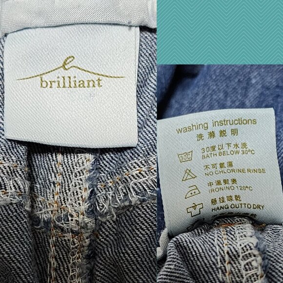 Brilliant Two Tone Denim High Rise Pleated Flowy Wide Leg Crop Jeans - Picture 4 of 4